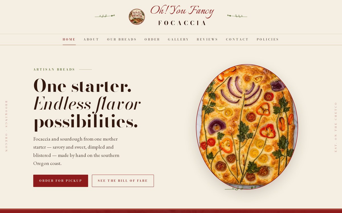 Oh! You Fancy Focaccia home page screenshot
